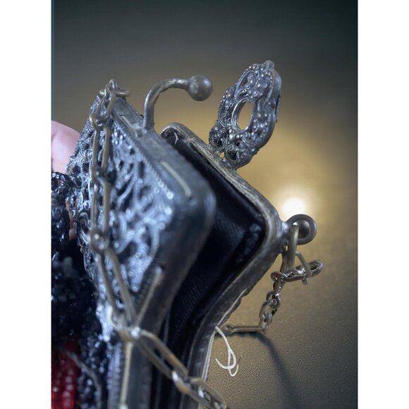 Antique Czech Beaded Purse – 1920s Art Deco Handbag with Original Frame, Chain & - Picture 5 of 14
